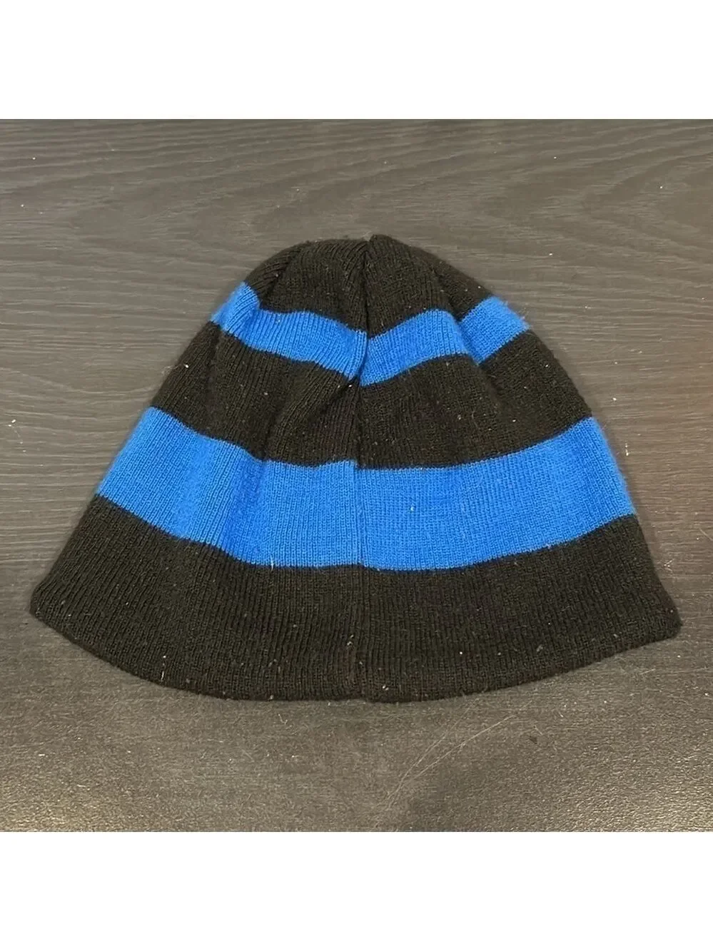 Tek Gear Black and Blue Striped Winter Beanie One Size